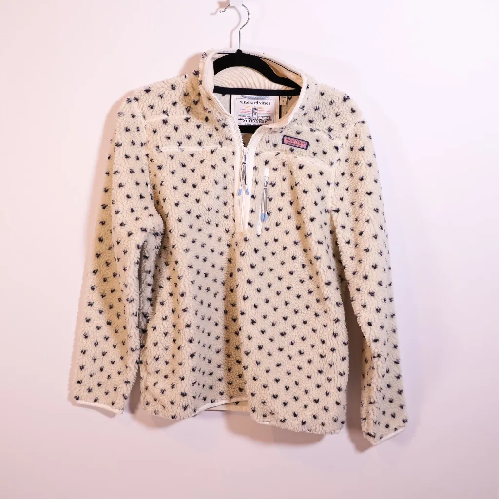 Vineyard Vines Women's Birdseye Supershep Teddy Quarterzip Pullover Sweatshirt S - Image 1