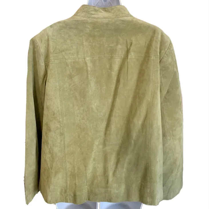 Casual Corner Annex Suede Leather Jacket Green Size 1X - Image 4