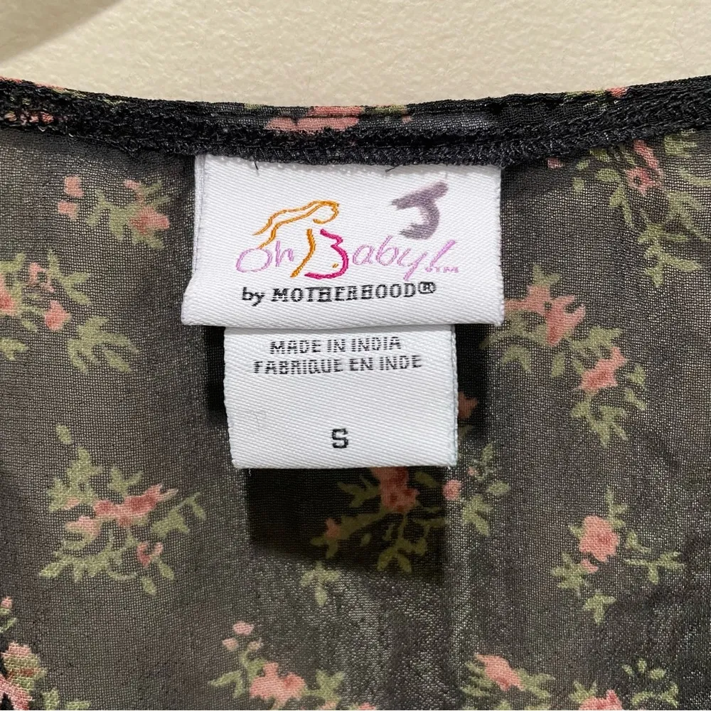 Oh Baby Motherhood Floral Sheer Long Sleeve Blouse Black Size Small - Image 5