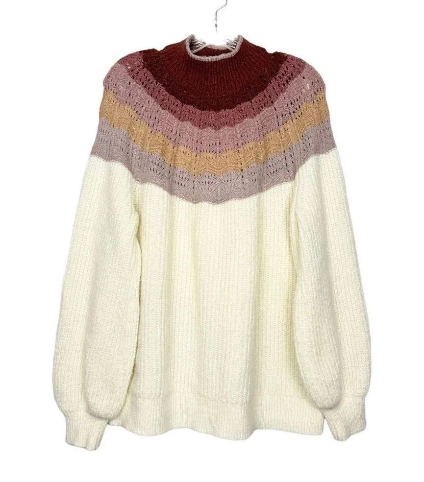 Maurices Ombre Mock Neck Pullover Sweater 1X Multicolor Long Blouson Sleeves - Image 2