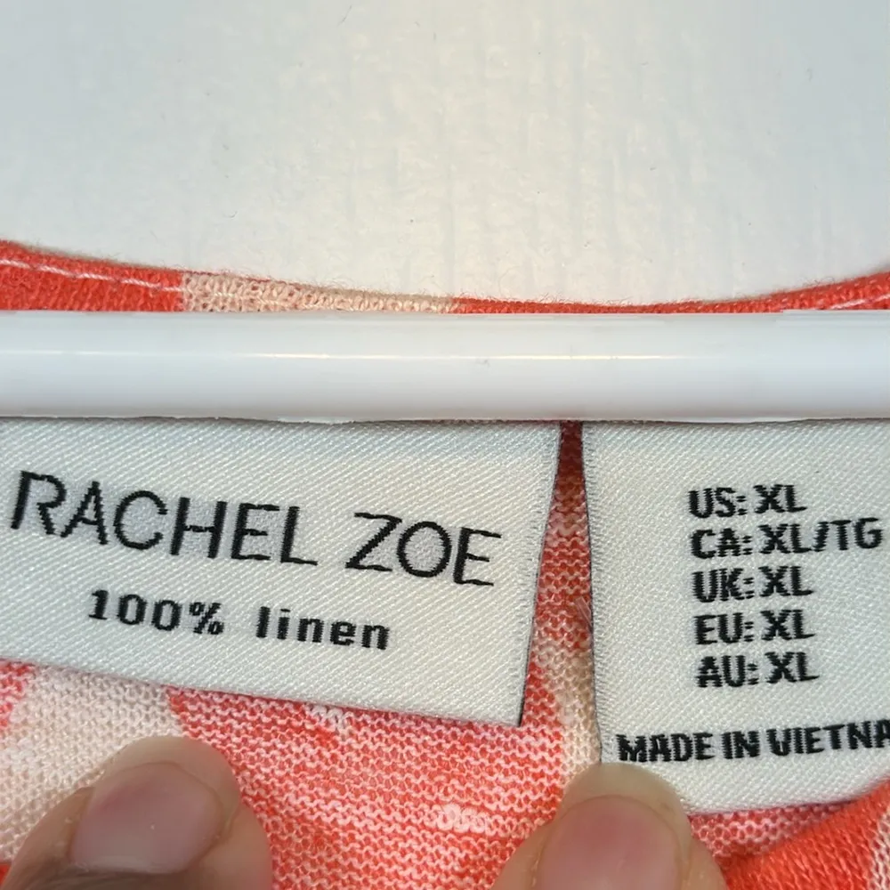 Rachel Zoe Orange Leaves Boxy 100% Linen Blouse Size XL EUC #VEG-2836 - Image 6