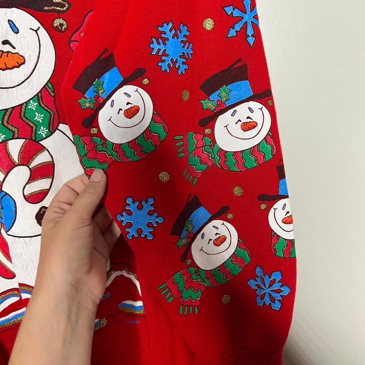 Vintage 90s 1990s red snowman Christmas sweater Sweatshirt Size M - Image 4