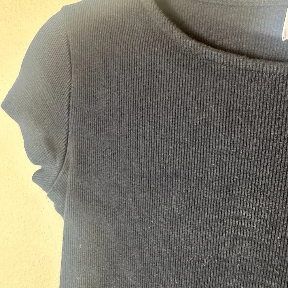 PRINCESS POLLY Cap Sleeve Mini Dress Size 6 Ribbed Bodycon Black - Image 4