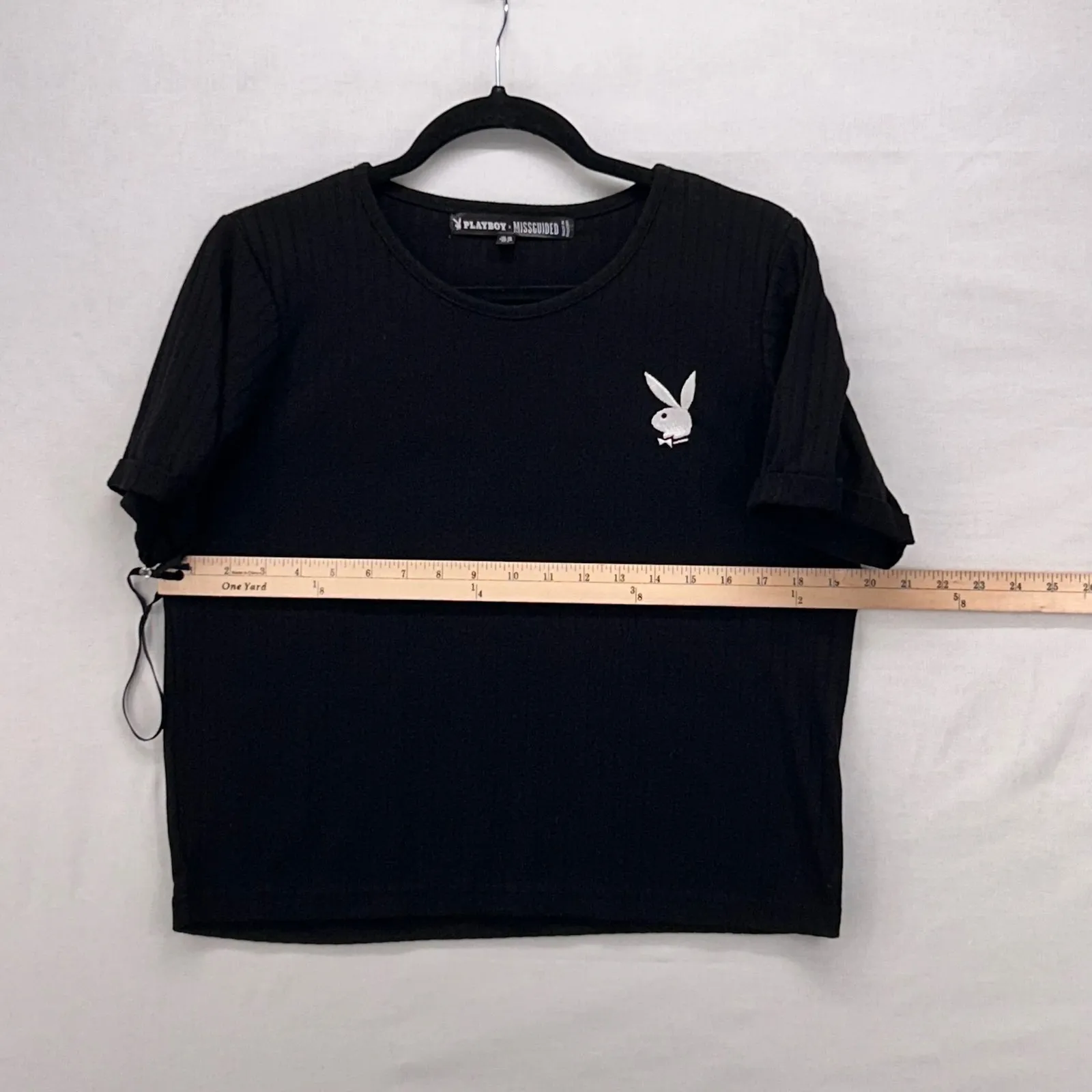 Playboy Missguided Shirt 6 Streetwear‎ Cropped Logo Spellout Statement Y2k Black - Image 11
