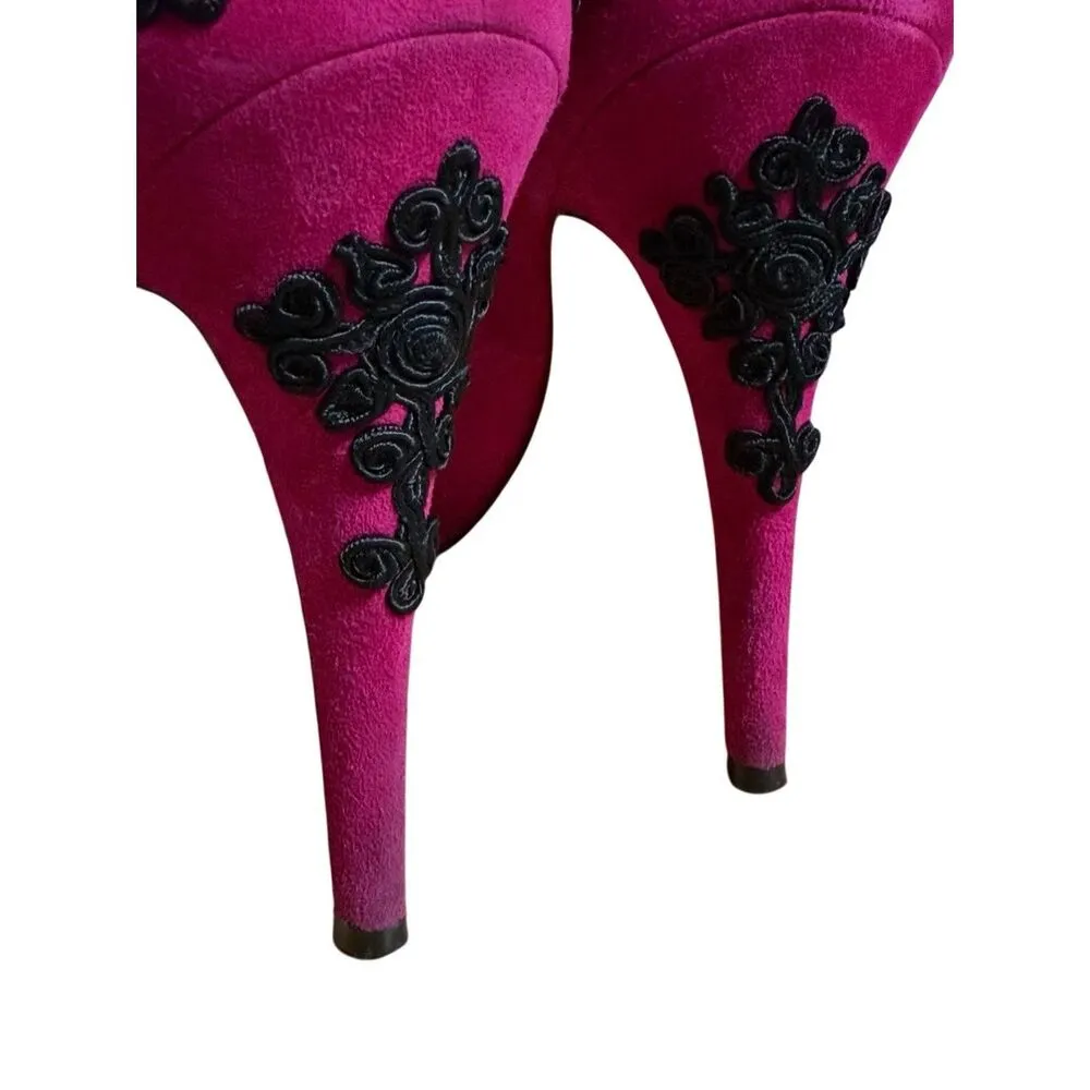 Christian Louboutin Very Brode 120 Suede Heels Sz EU 36 / US 6 Magenta (Fuchsia) - Image 15