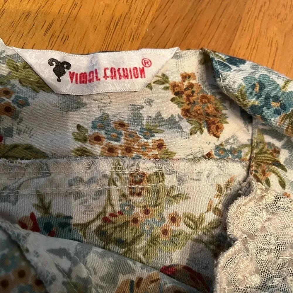 Vimal Fashion short sleeve nightgown housecoat lounge wear from India, Medium. Green - Image 3