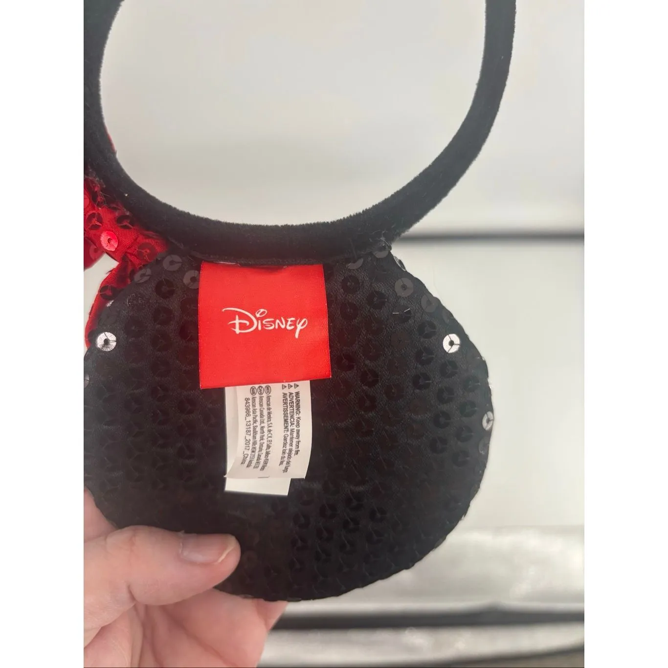 Disney Minnie Mouse Sequin Ears Black with Red sequins Bow Headband - Image 9