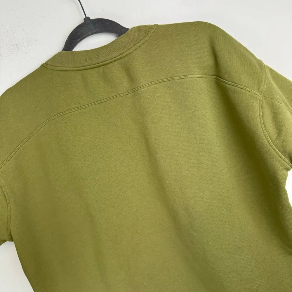 Relaxed Sweatshirt Sz M/L Olive Green Cotton Terry Short Sleeve Crop - Image 10