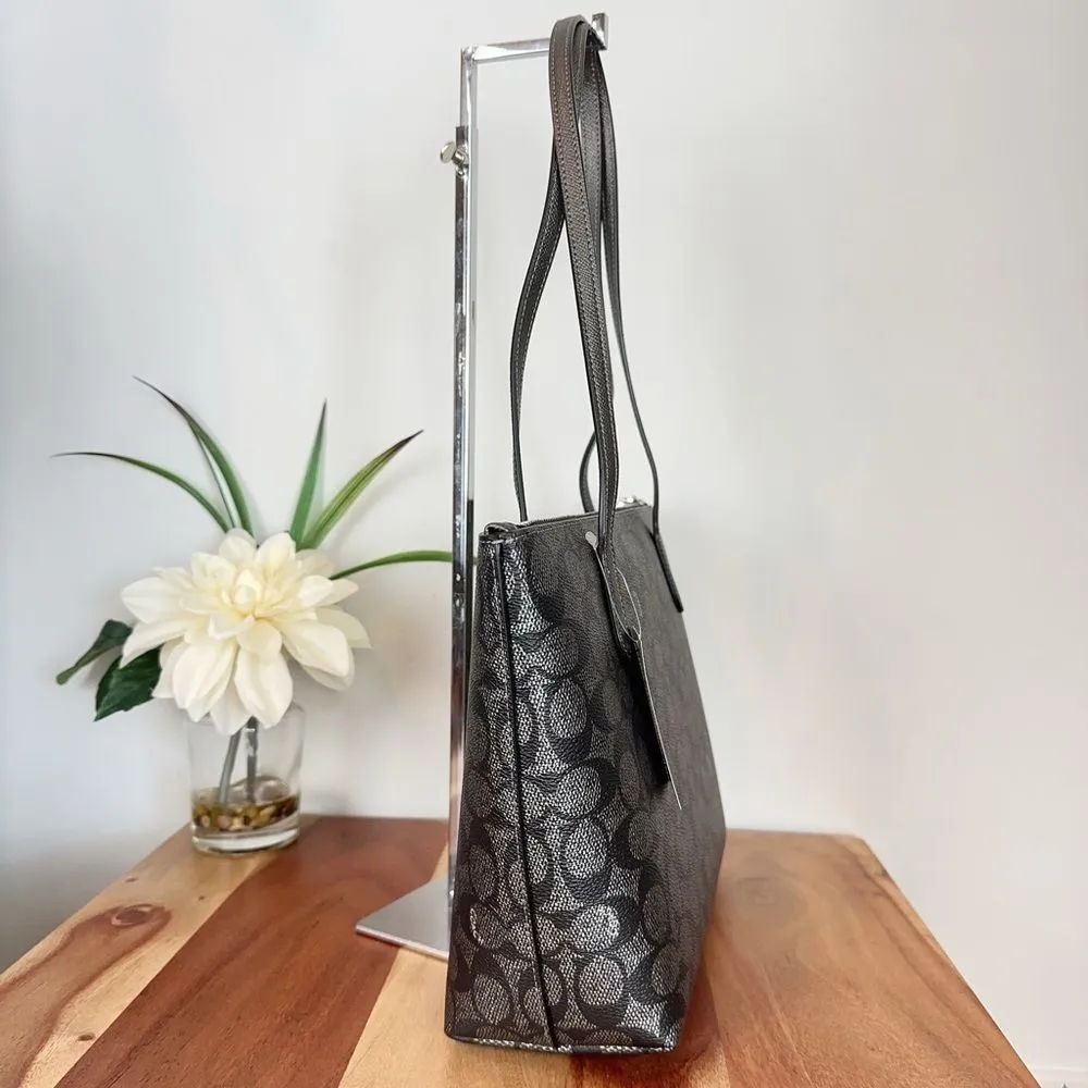 NWT Coach Fiona Zip Tote‎ Bag In Signature Canvas - Image 3