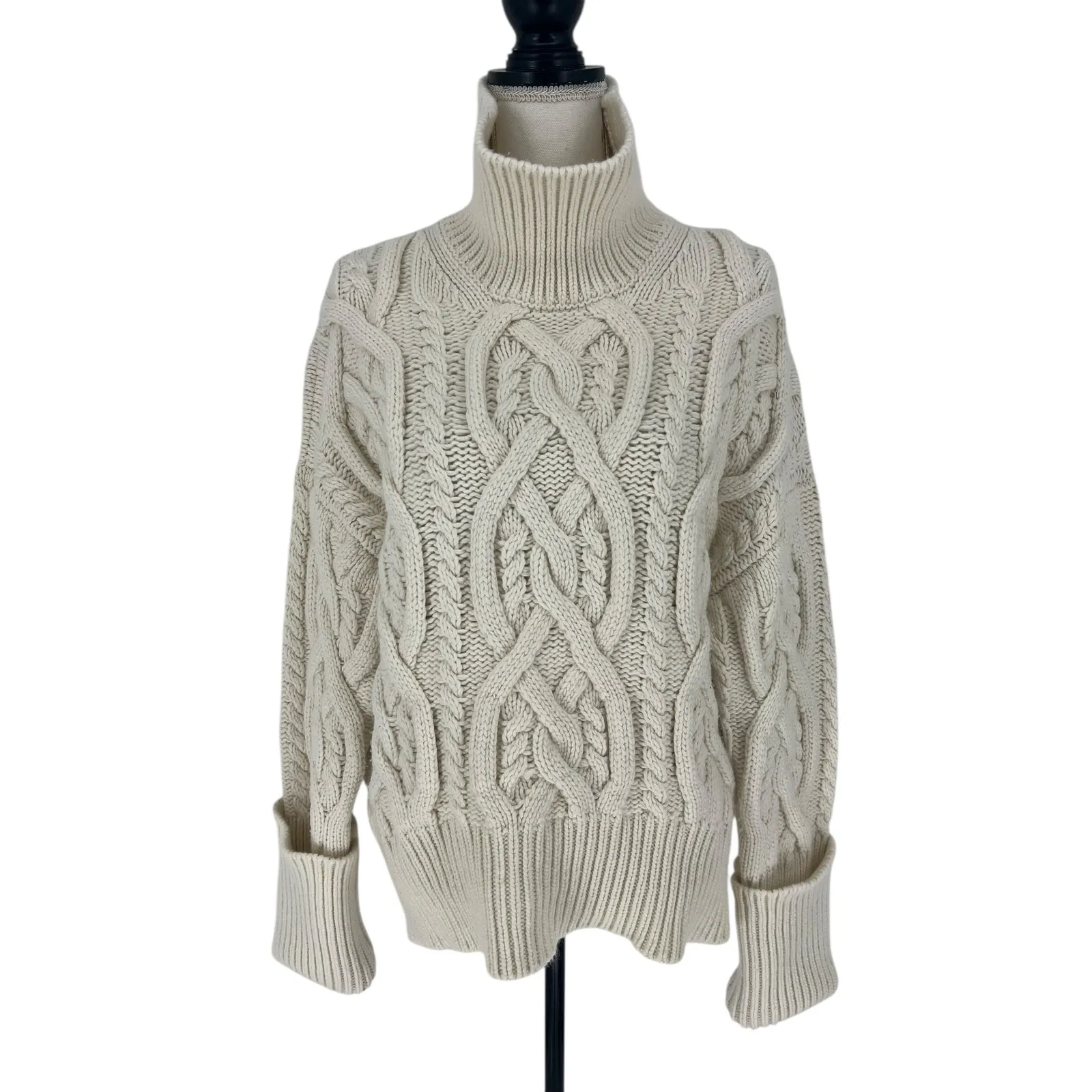 Citizens of Humanity Zola Cable-knit Cashmere Turtleneck Sweater in Ivory - Image 5
