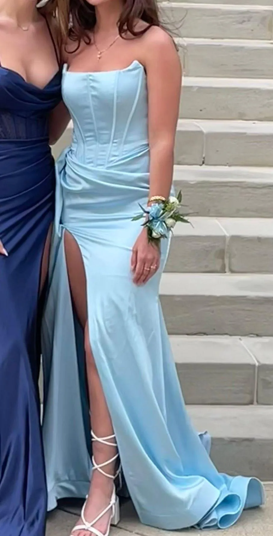 Portia and Scarlett Satin Corset Prom Dress Blue Size 0 - Image 3