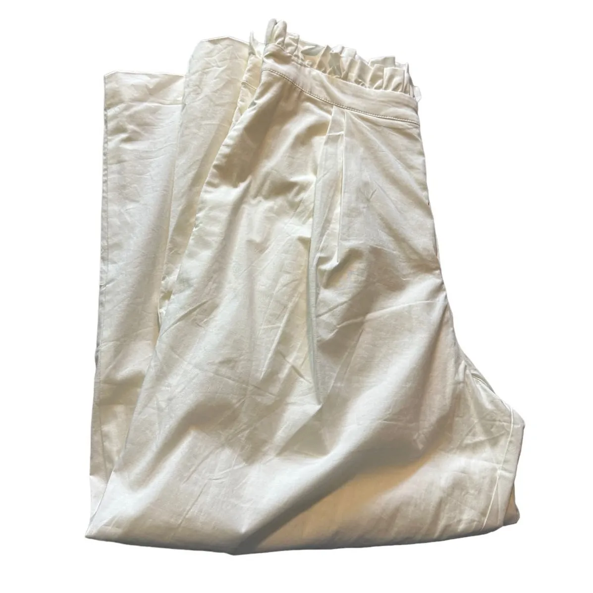 MAJORELLE White Paperbag Trouser Pant MEDIUM Baggy Pleated Cropped $178 New - Image 6