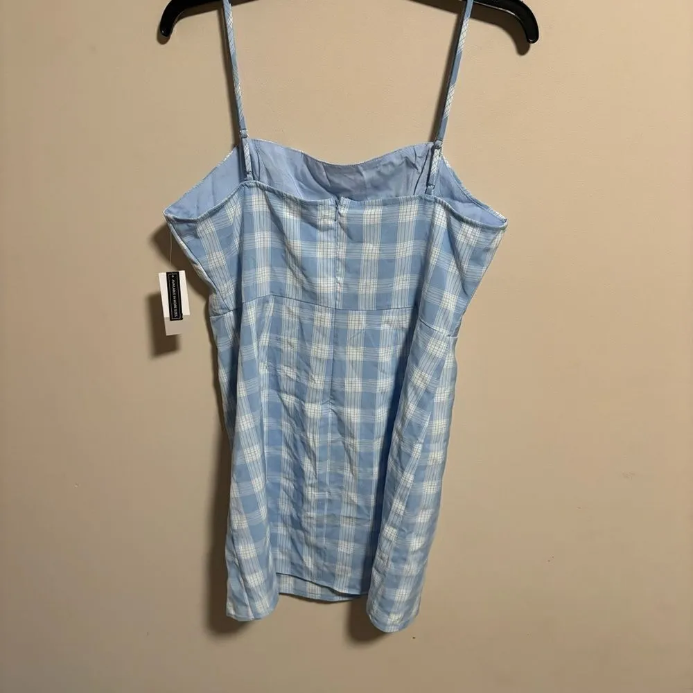 NWT Nordstrom BP Lola Plaid Square Neck Blue Sundress- Size Large - Image 8