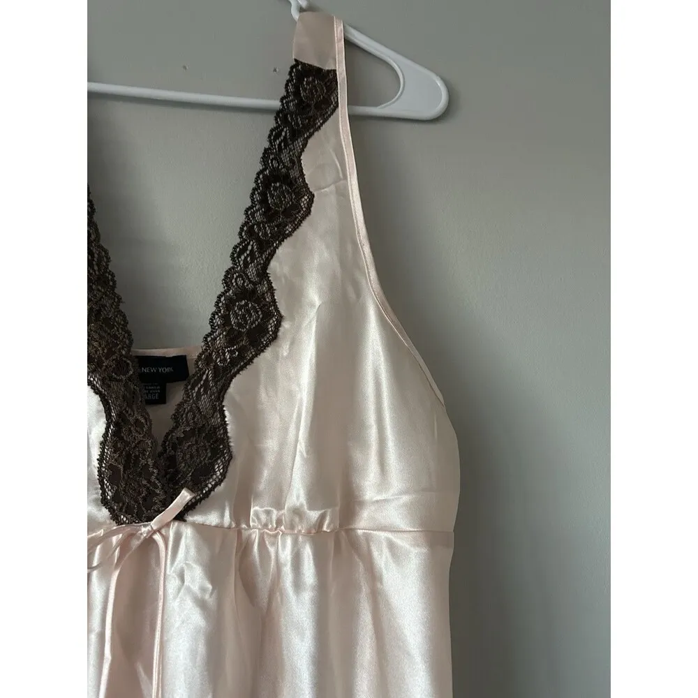 Jones New York Light Pink Mini Slip Dress Lace & Bow Details Size Large Coquette - Image 9