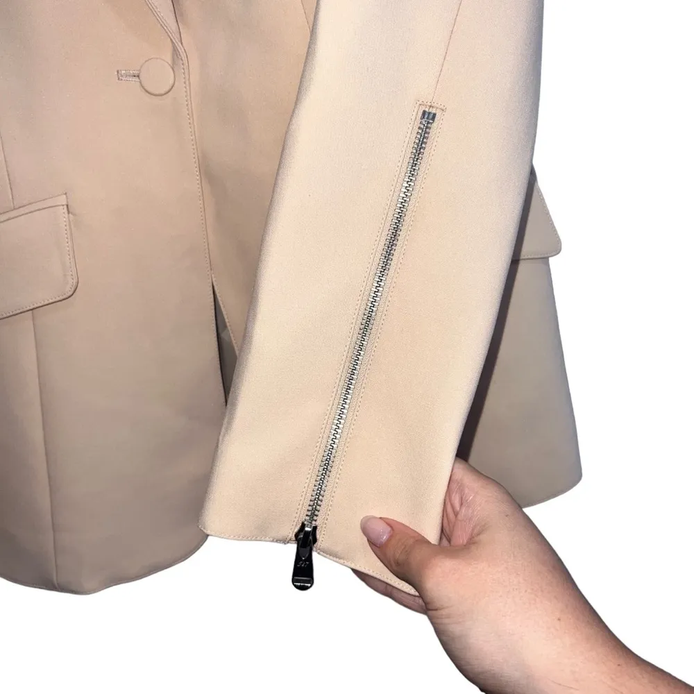NEW NWT Cinq A Sept Kym Zipper Sleeve Blazer Jacket In Sand - Image 7