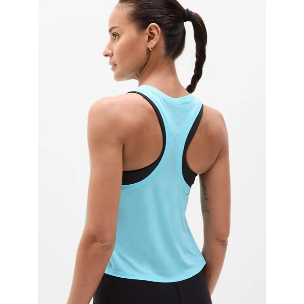 Athleta XS Grid Knit Singlet Tank Aqua Blue X-Small - Image 3