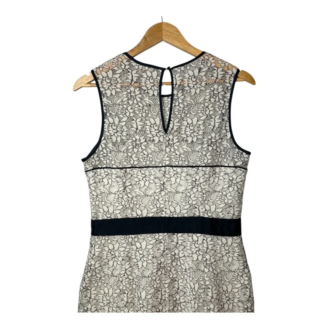 Banana Republic Petite Navy White Lace Sleeveless Sheath Cocktail Dress Size 10P - Image 7