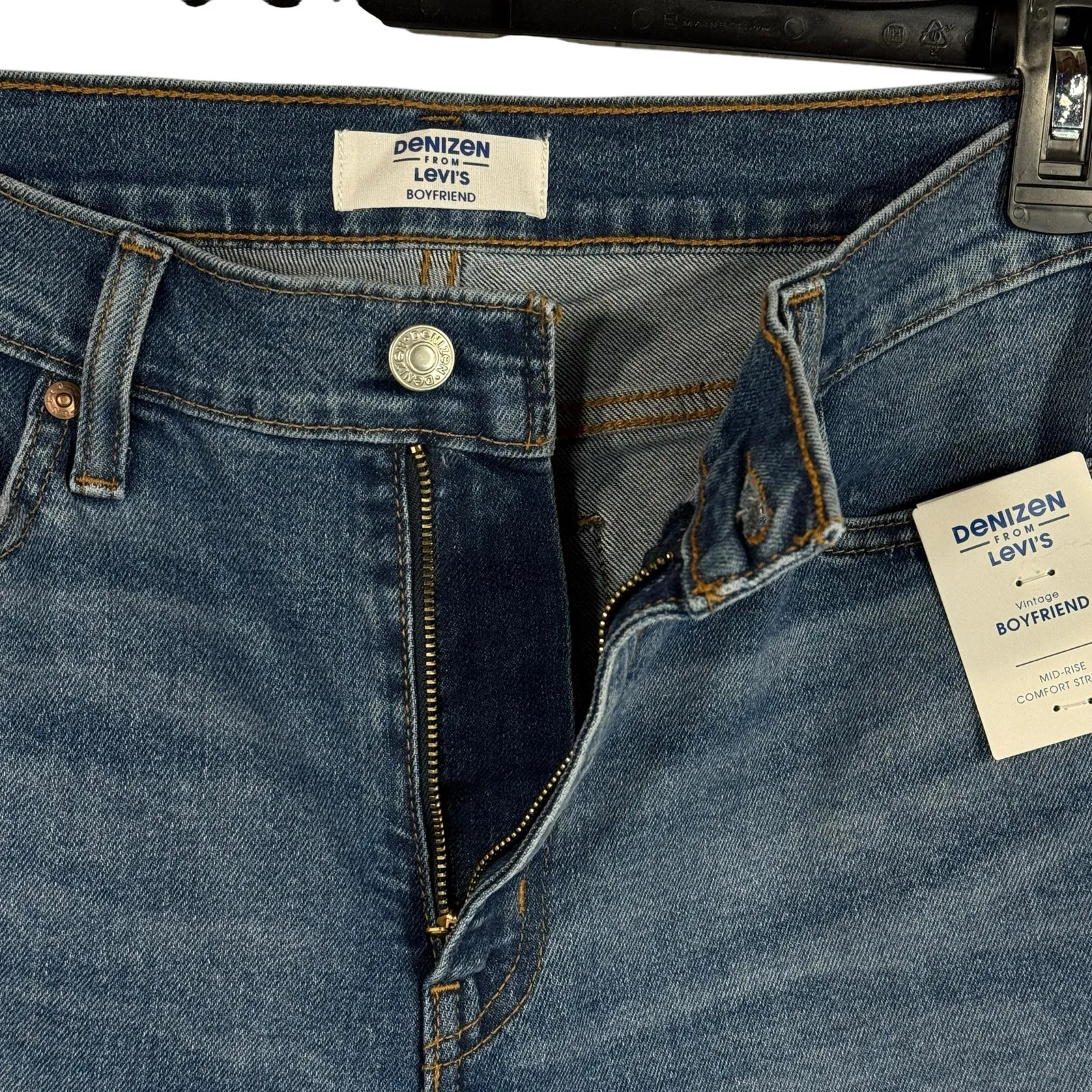 Denizen Levi's SZ 8 Vintage Boyfriend Jeans Distressed Mid-Rise Cuffed Stretch - Image 5