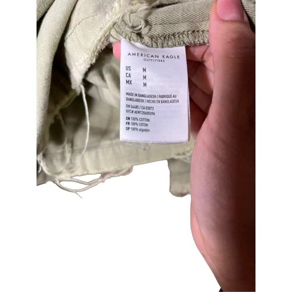 American Eagle Olive Green Cotton Military Cropped Jacket Shacket Size Medium‎ - Image 9