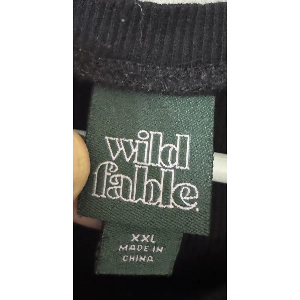 Y2K‎ Wild Fable Womens Baby TEE Black Sz XXL Crop Top Sunflower Embroidered Chic - Image 2