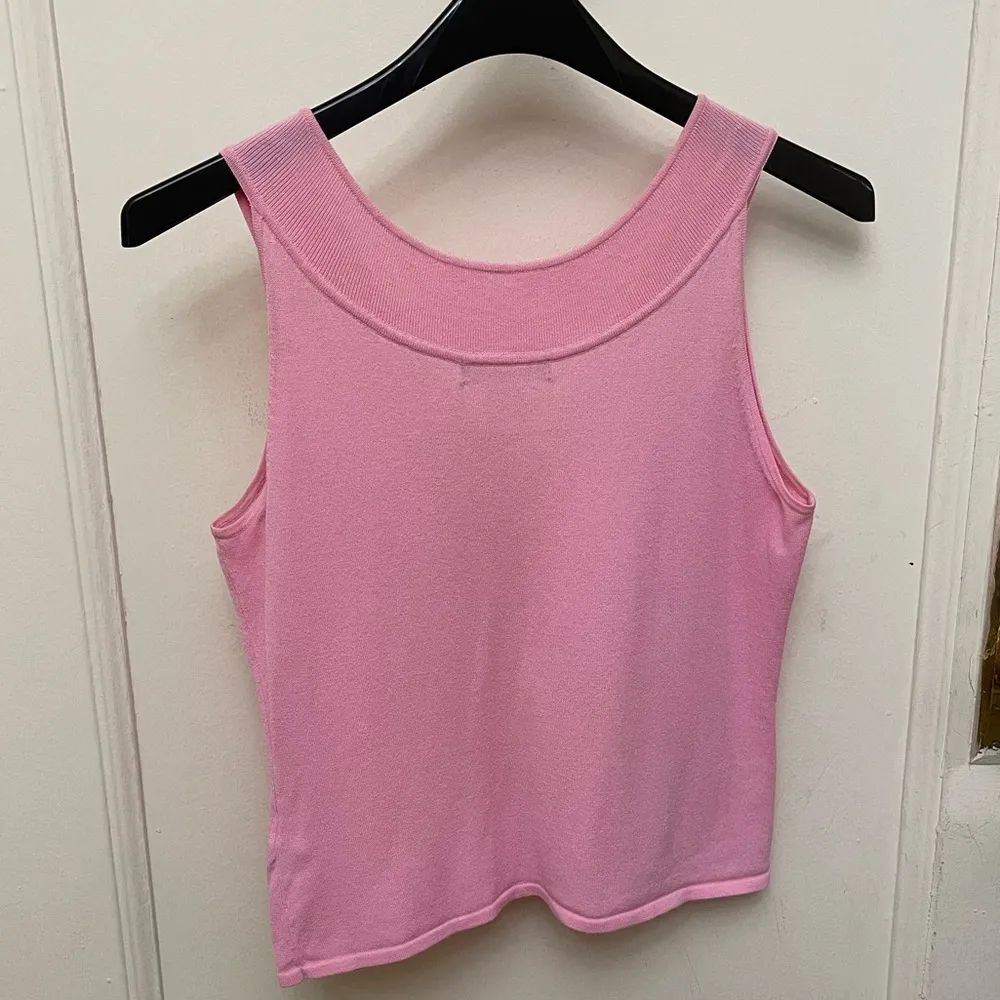 Sigrid Olsen Sleeveless Top Pink With Rhinestone Accents Petite Medium Y2K - Image 4