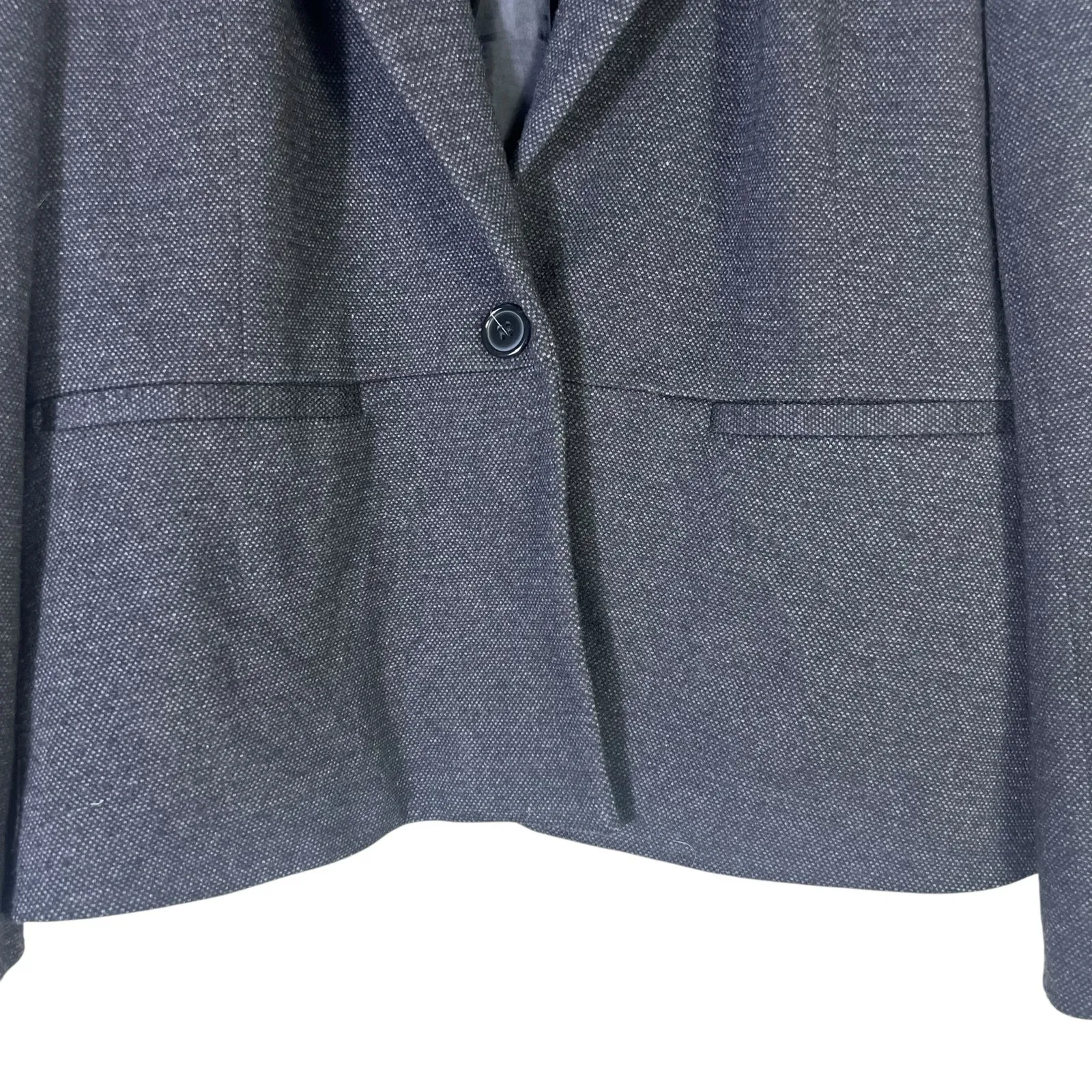 Ann Taylor Herringbone Single-Breasted Blazer Womens 16 Gray Corpcore Minimalist - Image 4