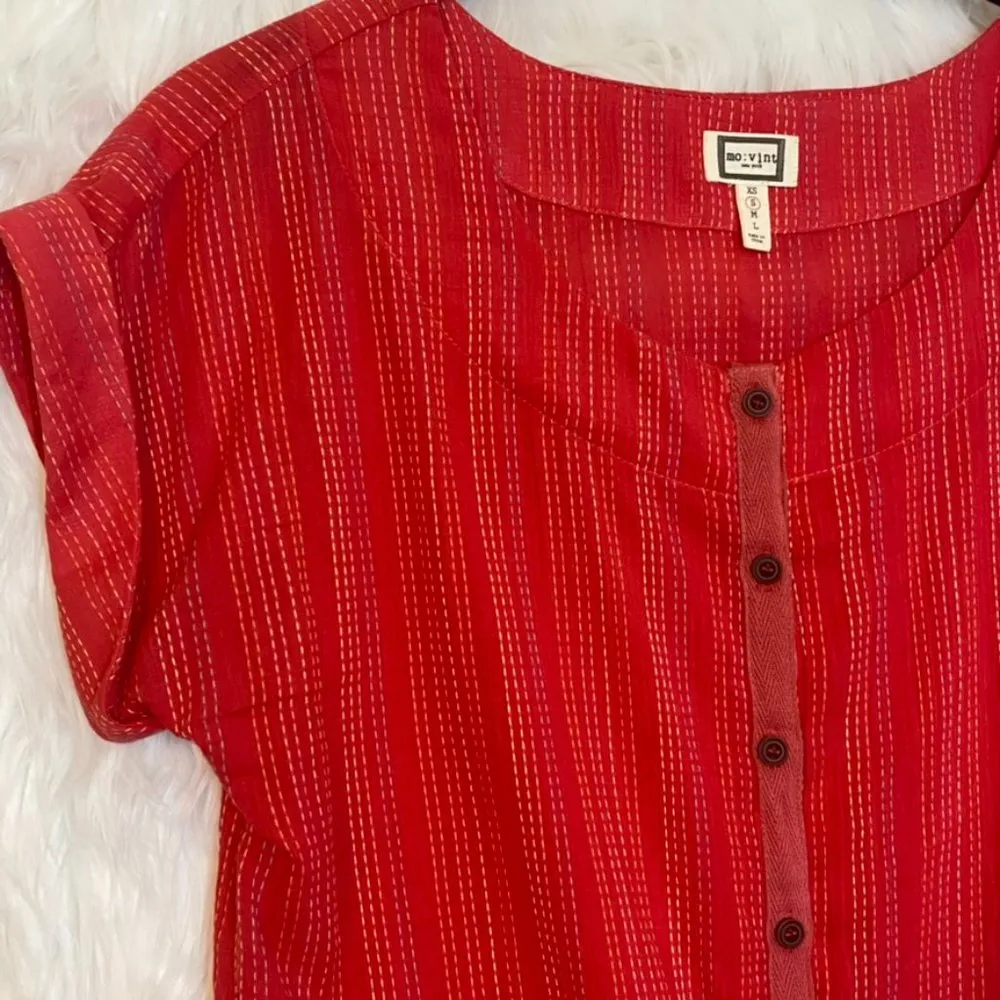 Anthropologie Mo:Vint Dani Shirt Front-Tie Button Up Blouse Small - Image 5