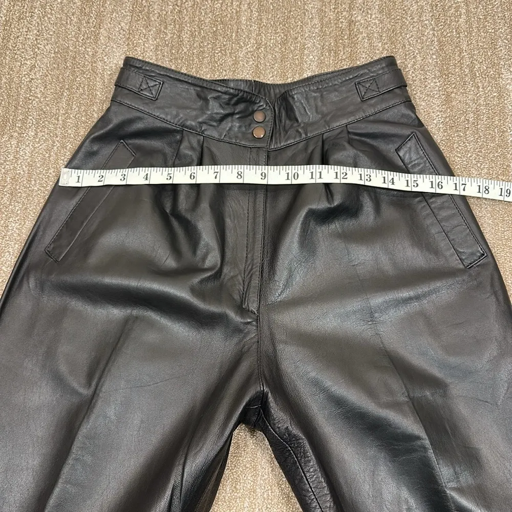 Leather Vintage Y2K High Rise Women Pants Black Goth Dark Approximate Size Small - Image 6