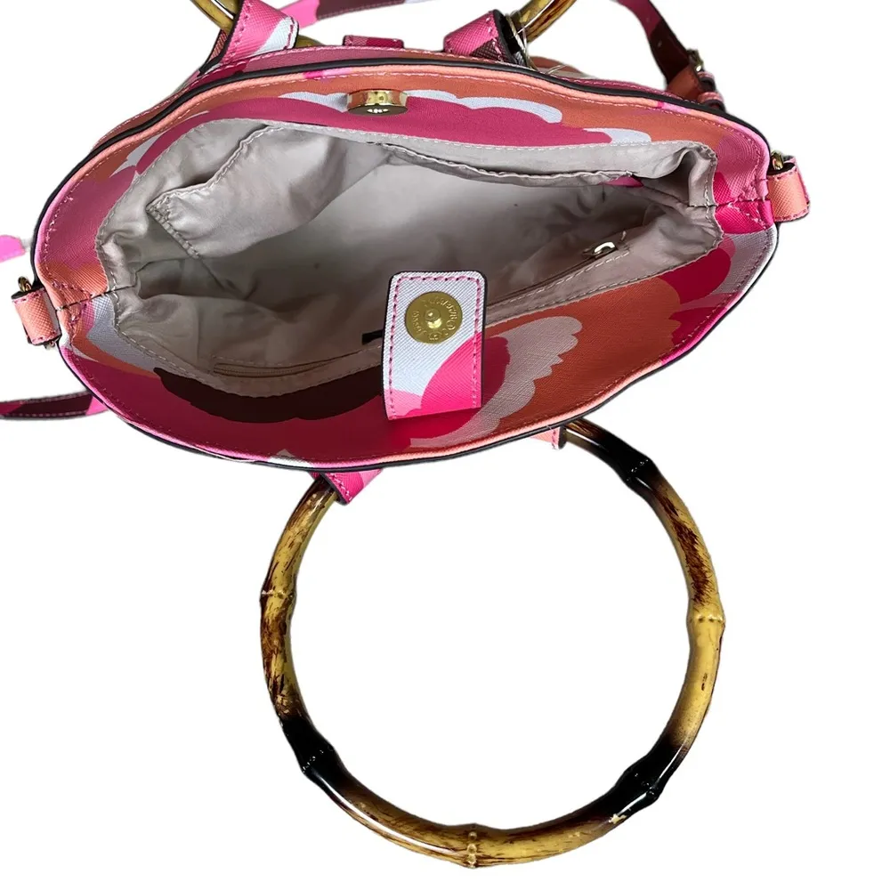 NWT Trina Turk Crossbody Rainbow Petals Purse Natural Pink - Image 7