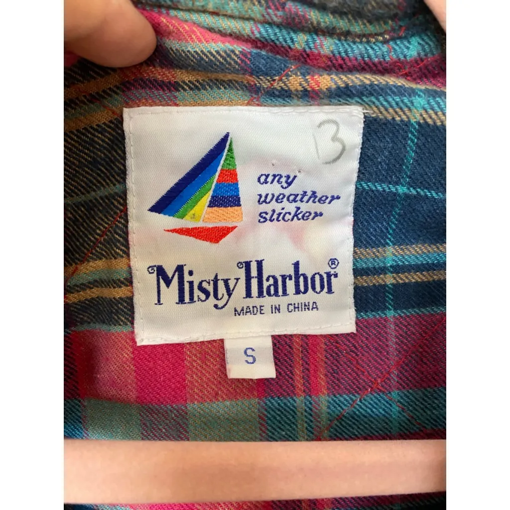 Vintage Misty Harbor Raincoat Any Weather Slicker Cherry Red Coastal Plaid Lined - Image 7