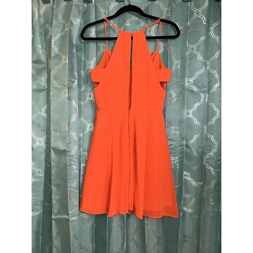 Fable Xs Dress. Fit And Flare. Side Back Cut Outs. Slit Back. Adjust Straps. Orange - Image 7