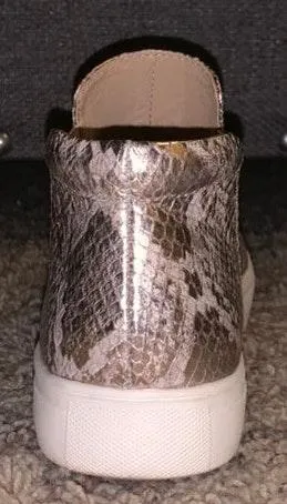 Snakeskin Metallic Sneakers Silver Size 7 - Image 3