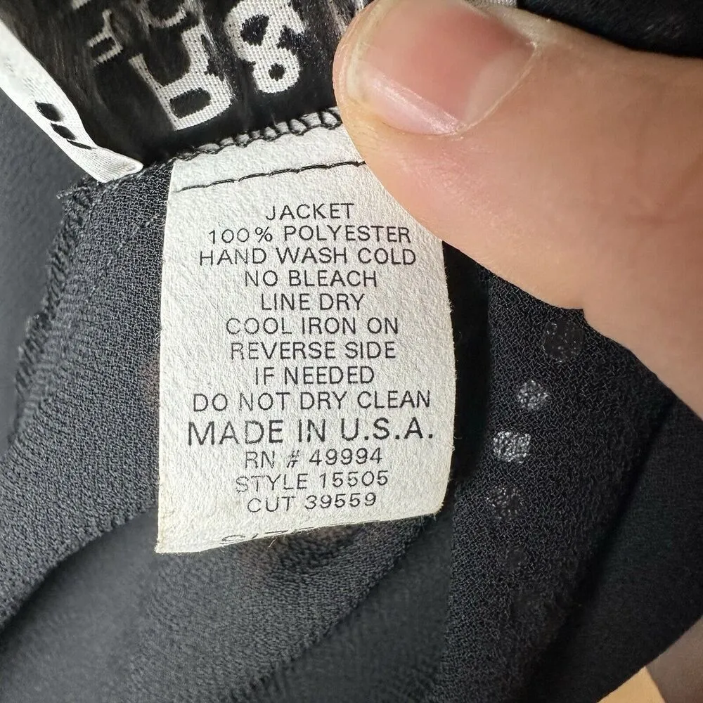 R&M Richards 2 Piece Black Beaded Evening Dress 6P | Ruffle Slit Lined Chiffon - Image 10