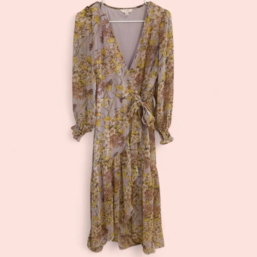 LC Lauren Conrad Long Sleeve Floral Dress - Lavender and Yellow - Image 3