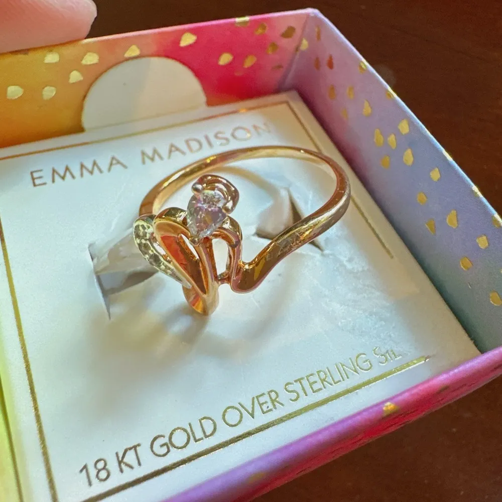 Emma Madison 18kt gold over sterling silver crystal diamonds irregular Ring Sz 9 - Image 5