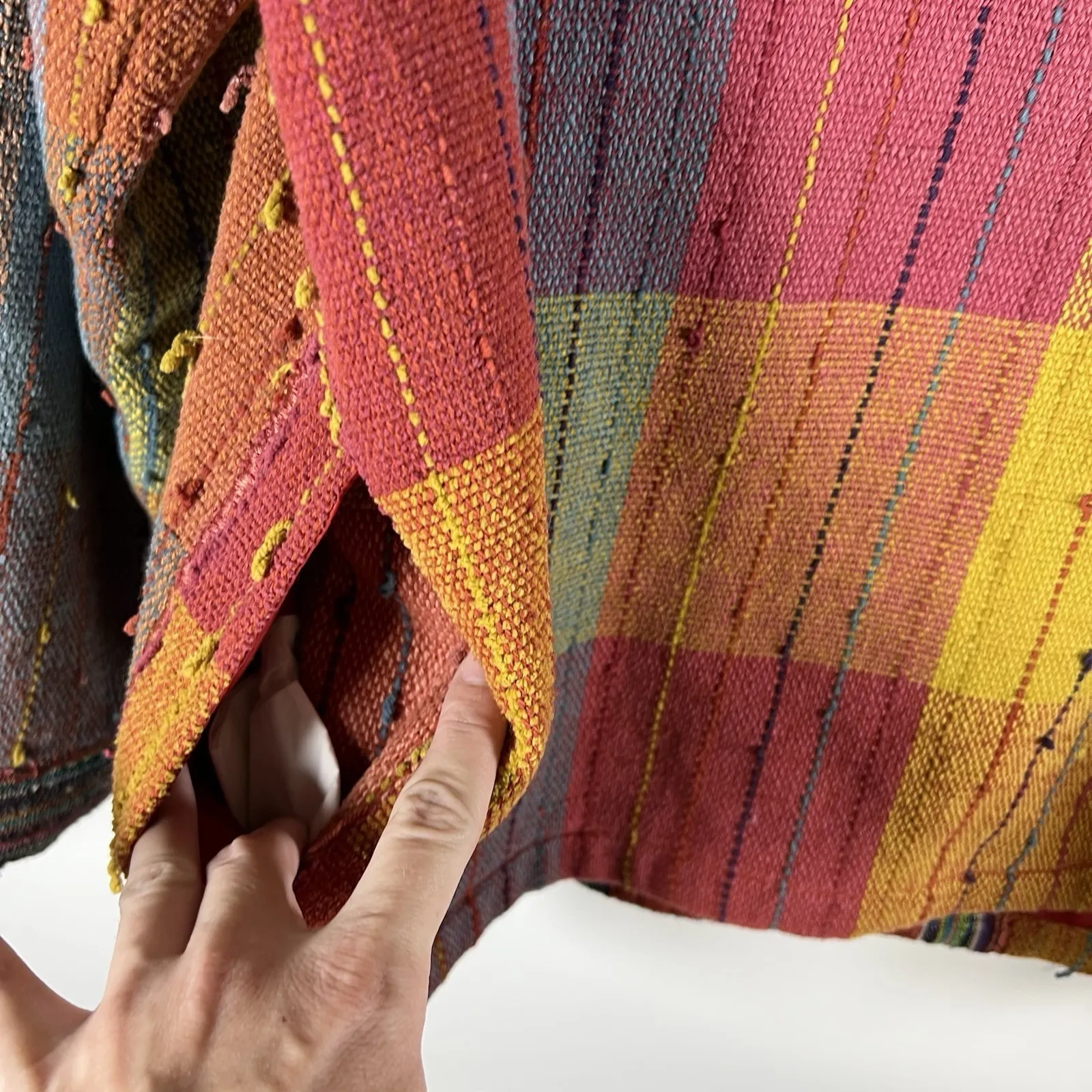 TRAVEL SMITH PATCHWORK ARTSY BOHO JACKET BUTTON DOWN Women's Size Large Colorful - Image 10