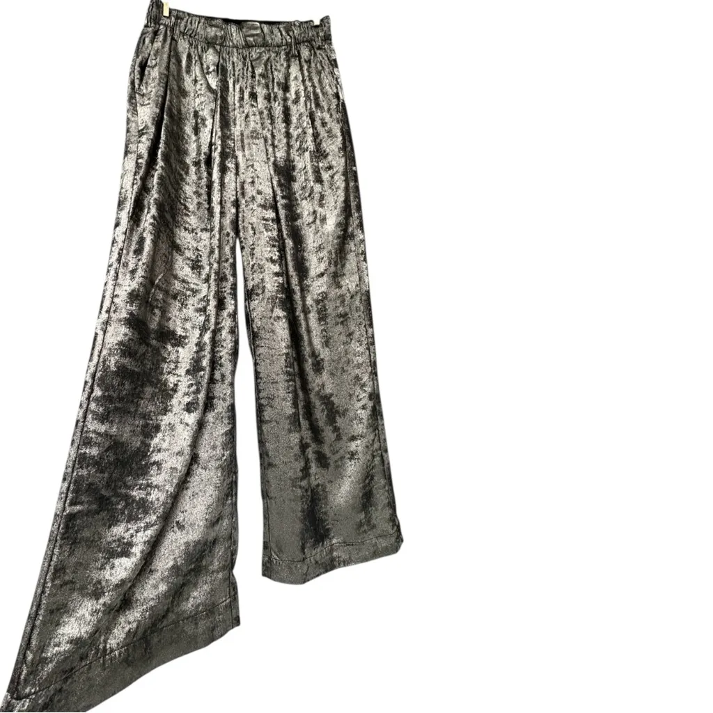 Free People Gray High Rise Velvet Pants Size Medium Metallic Gray Crushed Velvet - Image 7
