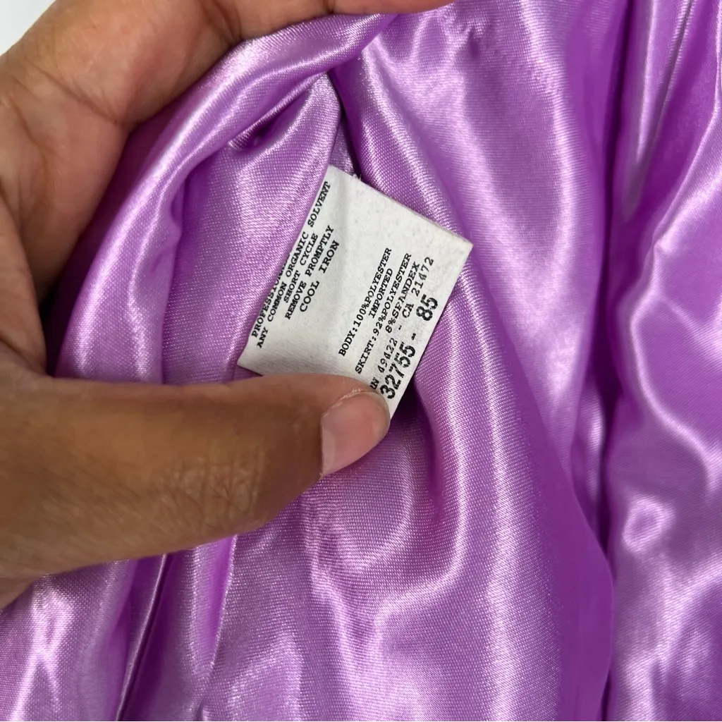 Jessica McClintock Gunne Sax Black Purple Lace‎ Satin Bow Bubble Hem Mini Dress - Image 11