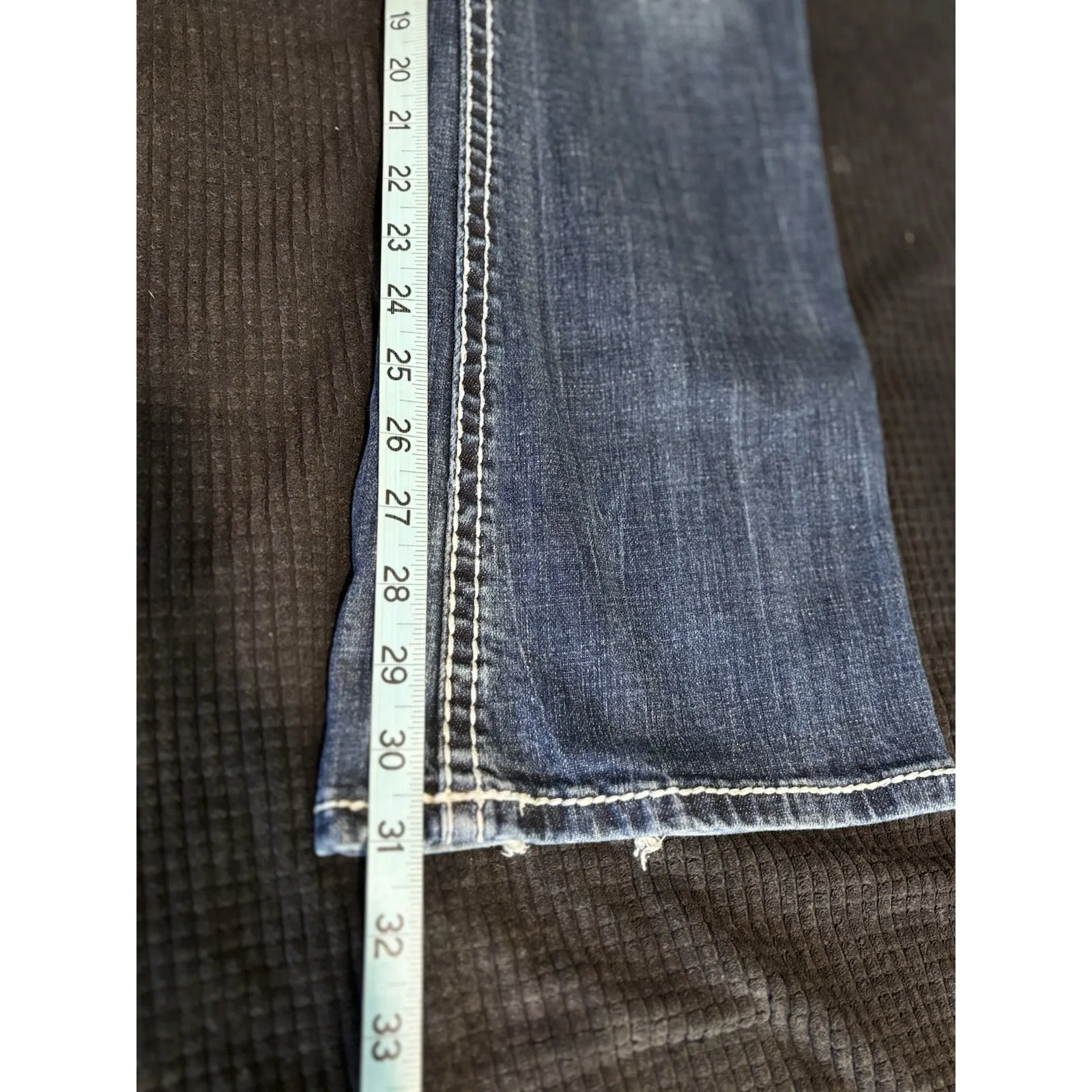 Rock & Roll Cowgirl Bootcut Denim Jeans Pocket Beads‎ Embroidered Gems Sz 29x32 - Image 10