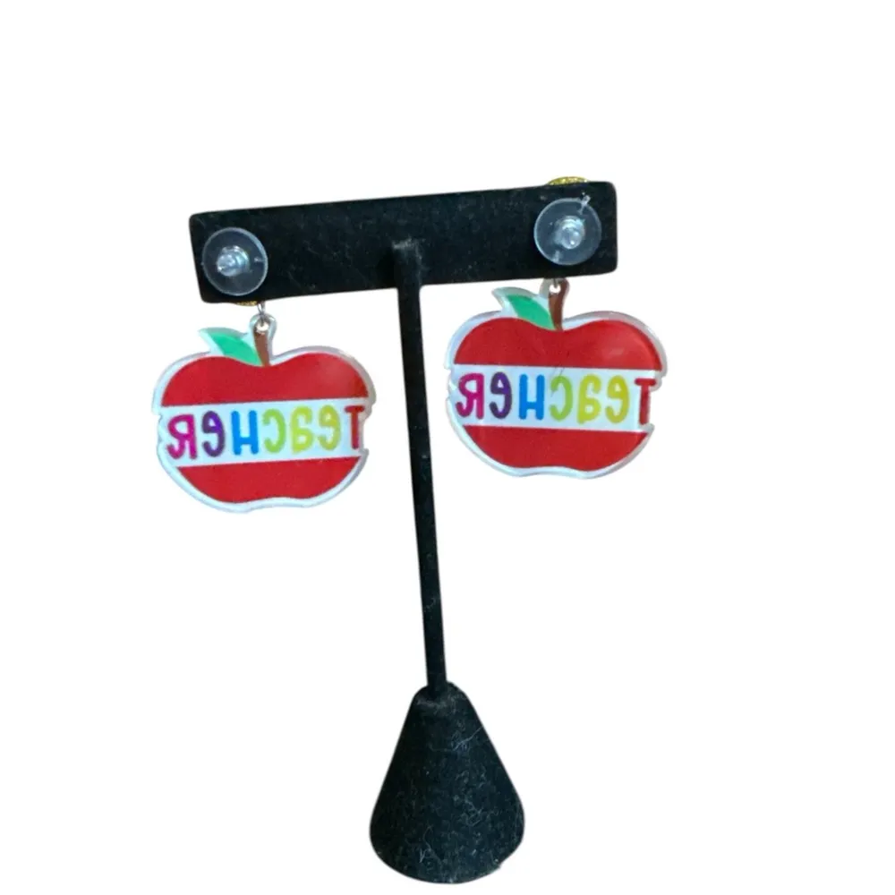 3/$20 Colorful Teacher Apple Earrings - Image 5