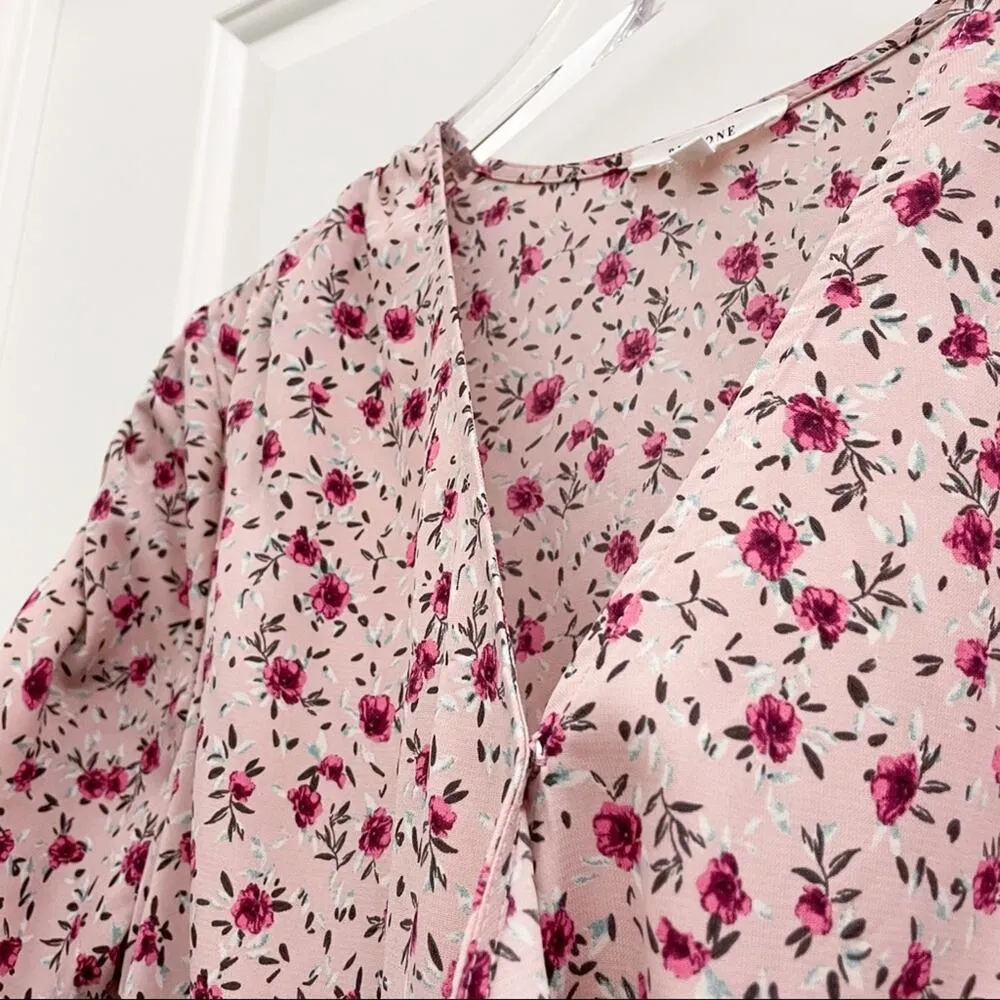 Pleione Floral Faux Wrap Mauve Pink Top XS - Image 5