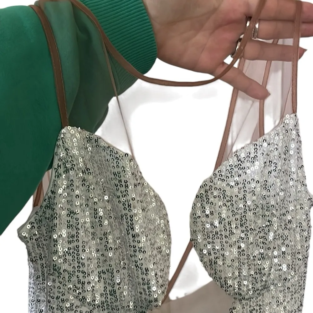 SHEIN Sleeveless Bodycon Dress Sheer Mesh Shiny Sequins Party Dress with Fringe - Image 7