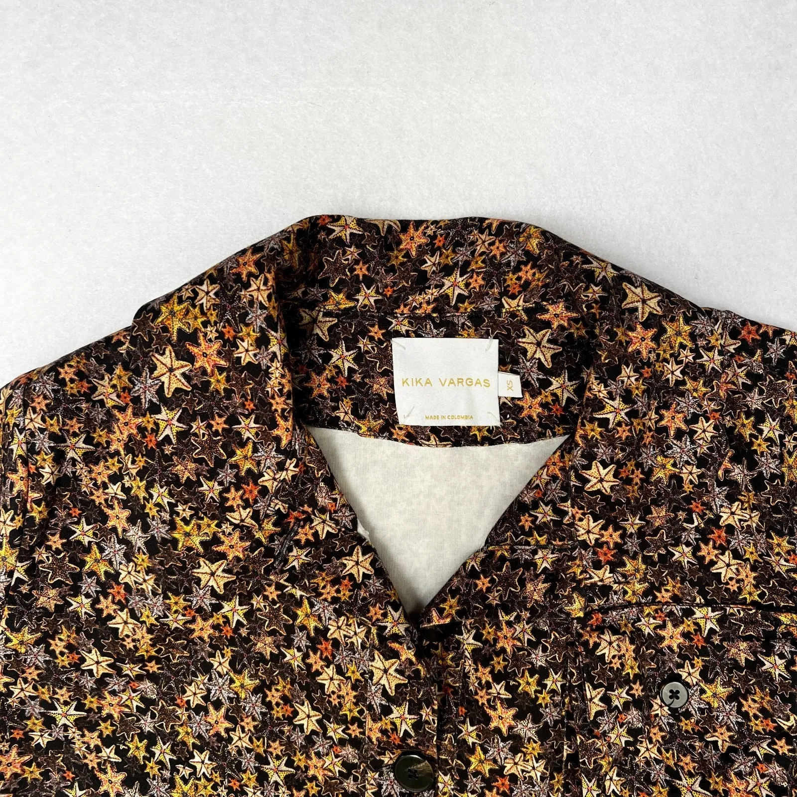 Kika Vargas Star Jacket Button Down Blouse Black Cotton Blend Colombia Sz XS‎ - Image 7