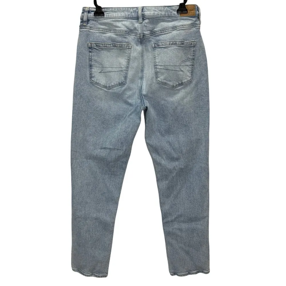 American Eagle Mom Jeans Women's 10 Light Blue Strigid Hi Rise Tapered Leg - Image 2