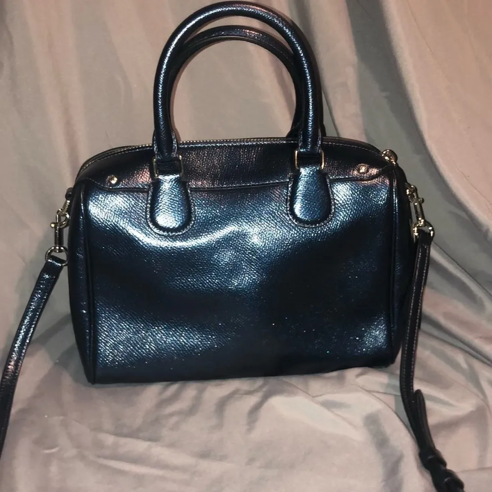 Coach Mini Navy Leather Satchel - Image 4