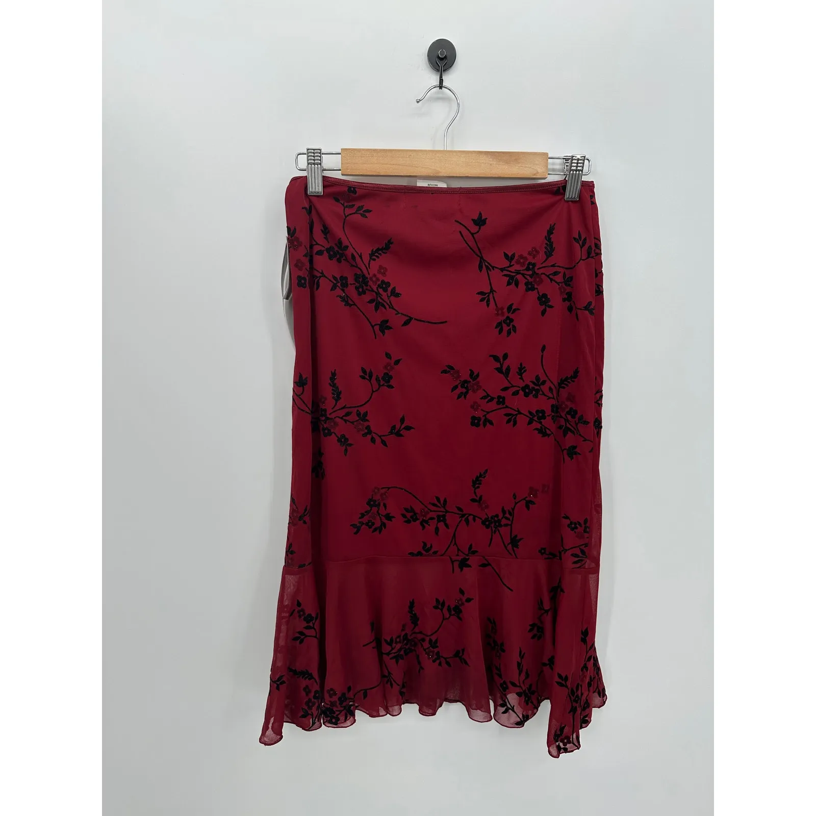 Exact Change Y2K Red Floral Midi Skirt Size M NWT Deadstock Vampire Whimsigoth - Image 2