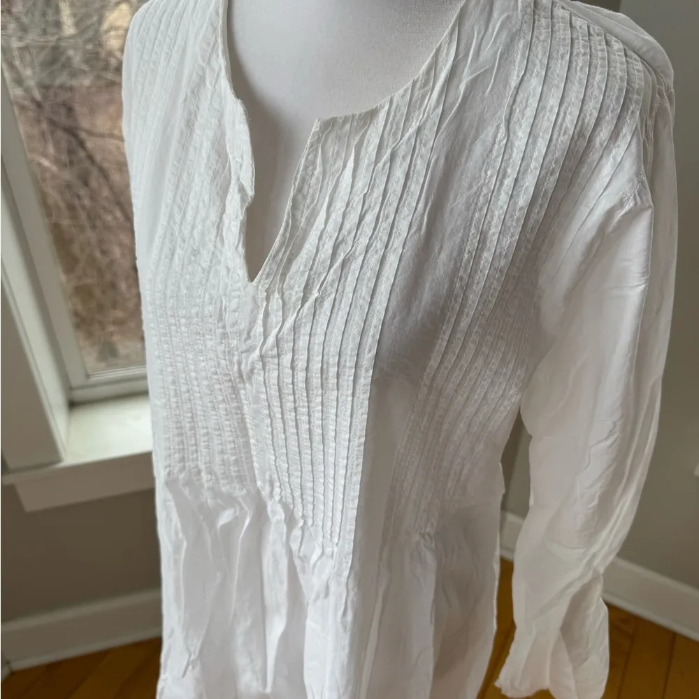 The Company Store White Cotton Pleated Detail Tunic Top Size Small - Image 8