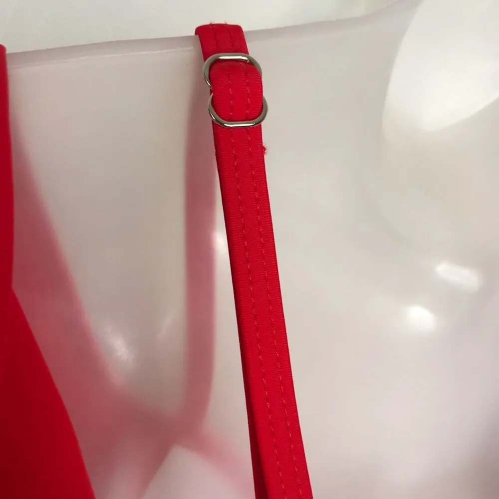 Ruffled strappy crisscross bikini summer halter top Red Size XXL - Image 7