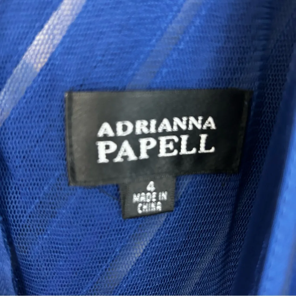 Adrianna Papell Royal Sheath Bodycon Tiered Ruffled Dress Size 4 - Image 6