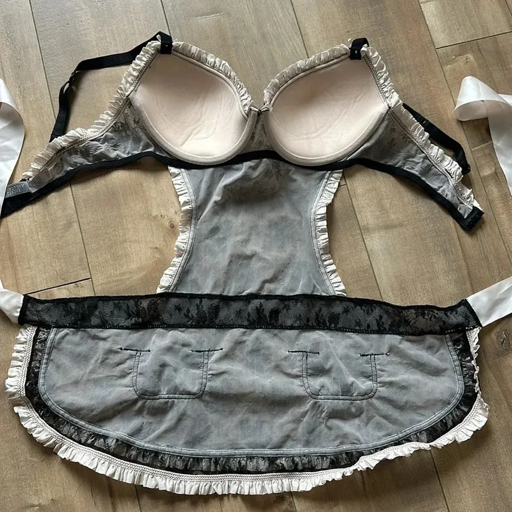 Victoria's Secret Sexy little things French Maid Baby Doll Lingerie Sz 34D - Image 9